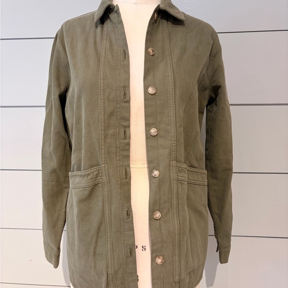 Sezane LIBERTÉ Olive Green Embroidered Military Jacket/Button Down Shirt - Picture 6 of 9